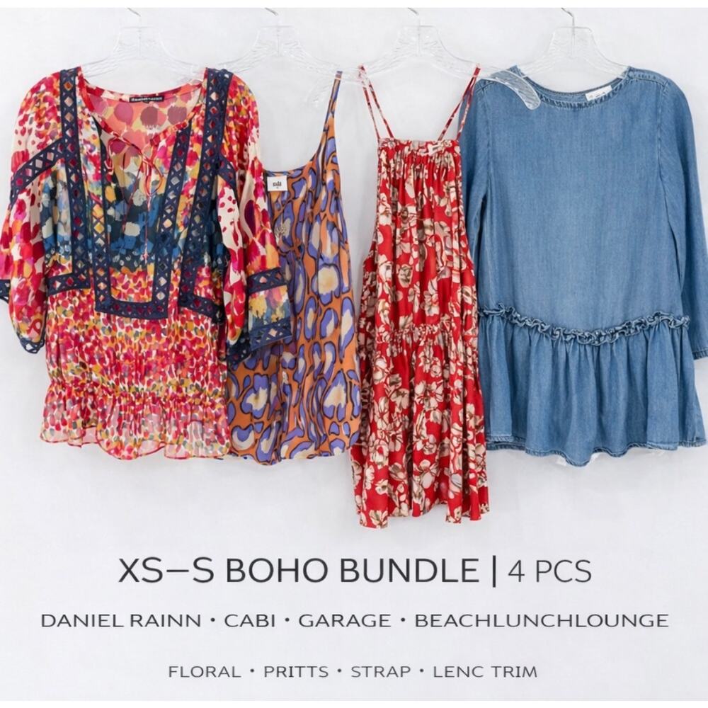 Boho Bundle XS-S 4pc Daniel Rainn Cabi Garage Floral Tops Dress Lot
